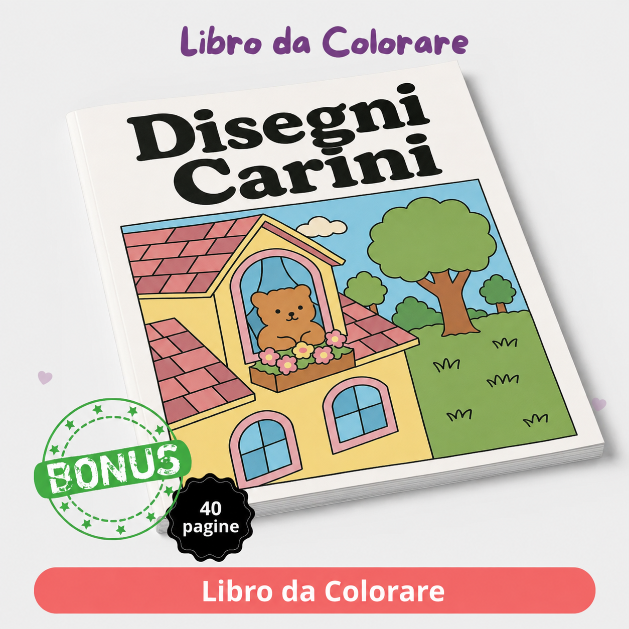 Libro da colorare Disegni Carini con 40 pagine
